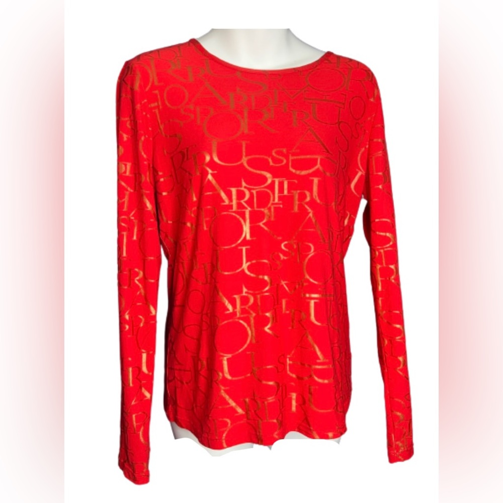 Nygard Collection Size Small long sleeve sport logo top red and gold